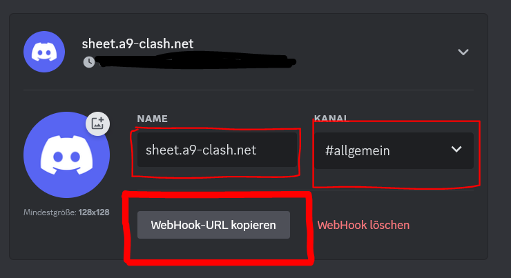 edit and copy webhook url